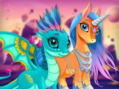 لعبة Cute Unicorns And Dragons Puzzle على الانترنت