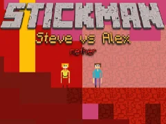لعبة Stickman Steve vs Alex Nether على الانترنت