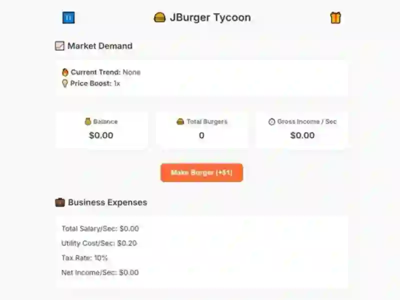 لعبة Jburger Tycoon على الانترنت