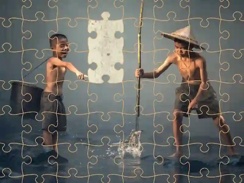 لعبة Children Fishing Teamwork Jigsaw على الانترنت